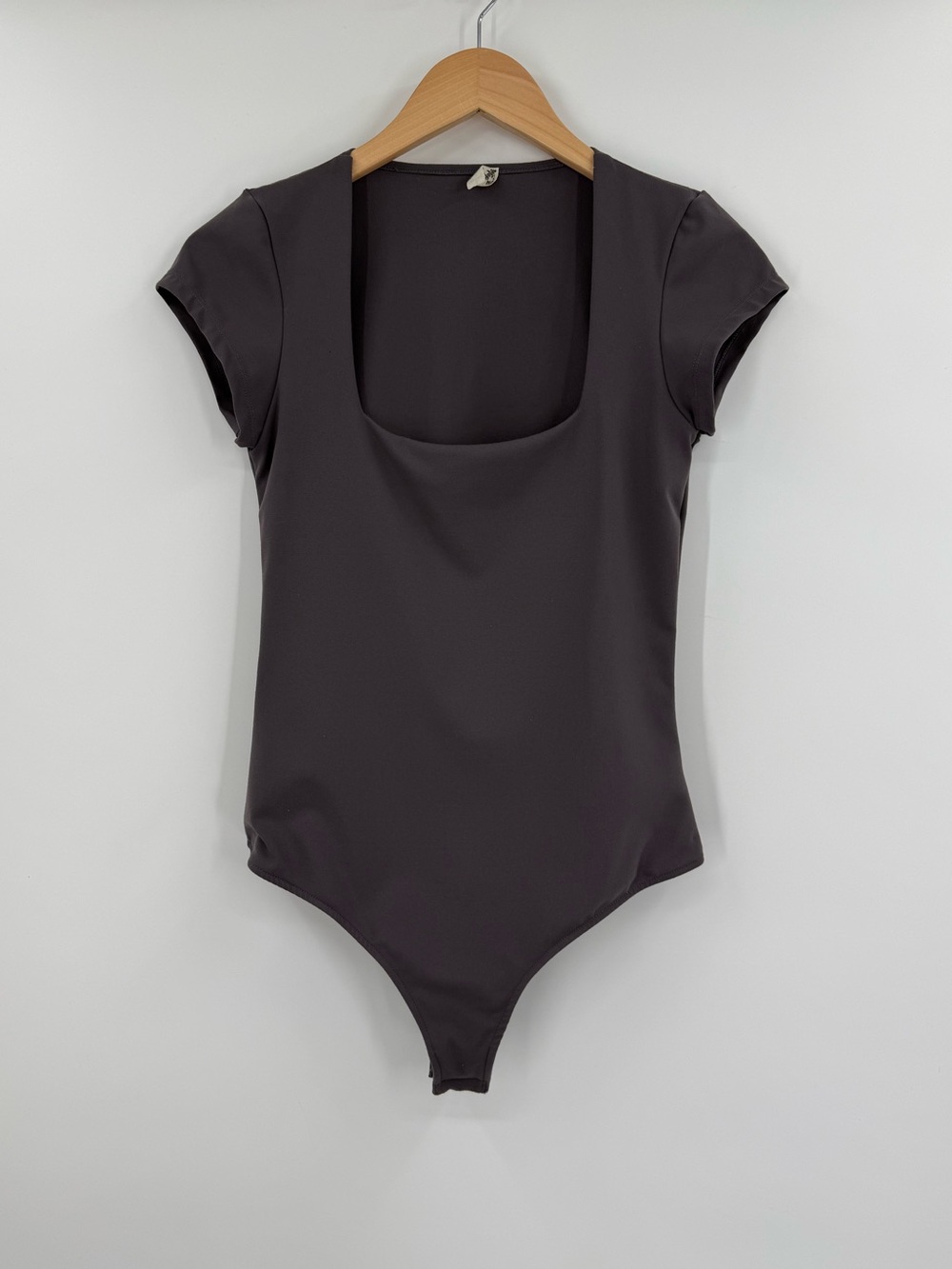 Free People Intimately Square Eyes Cap Sleeve Bodysuit | Charcoal Gray | Medium